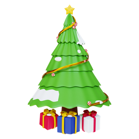 Weihnachtsbaum und Geschenk  3D Illustration