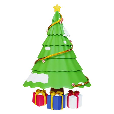 Weihnachtsbaum und Geschenk  3D Illustration