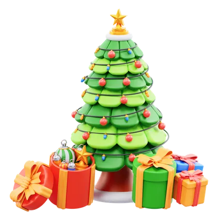 Weihnachtsbaum und Geschenke  3D Icon