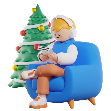 Weihnachtsbrief lesen  3D Illustration