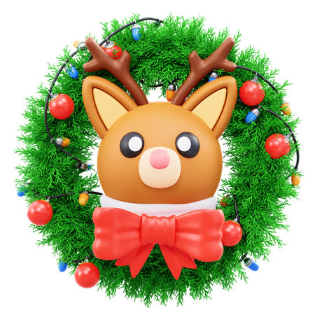 Weihnachtskranz und Hirsch  3D Icon