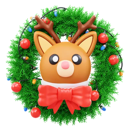 Weihnachtskranz und Hirsch  3D Icon