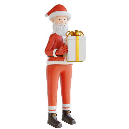 Weihnachtsmann der eine gif box hält  3D Icon