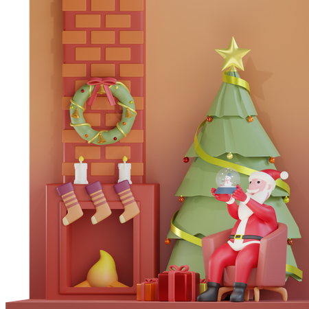 Weihnachtsmann feiert Weihnachten  3D Illustration