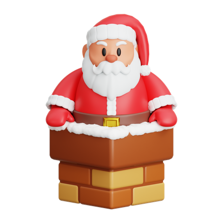 Weihnachtsmann geht aus dem schornstein  3D Icon