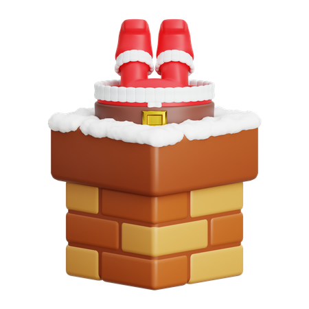 Der Weihnachtsmann geht in den Schornstein  3D Icon