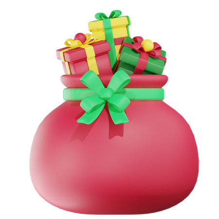 Weihnachtsmann-Geschenktüte  3D Icon