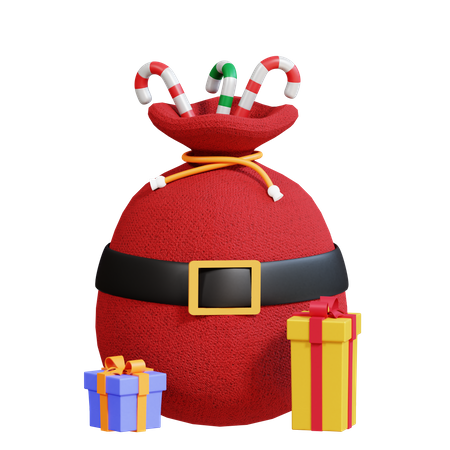 Weihnachtsmann-Geschenktüte  3D Icon