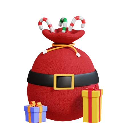 Weihnachtsmann-Geschenktüte  3D Icon