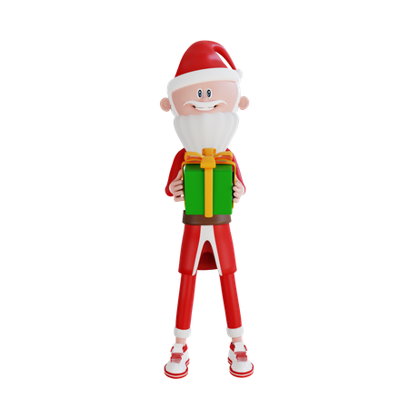 Weihnachtsmann gibt Geschenkbox  3D Illustration