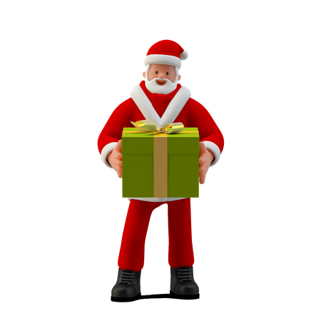 Weihnachtsmann mit Geschenkbox  3D Illustration