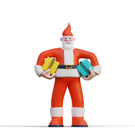 Weihnachtsmann mit Geschenken  3D Illustration