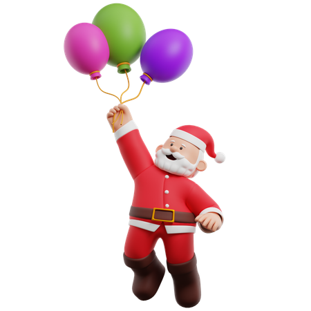 Weihnachtsmann der luftballons hält  3D Illustration