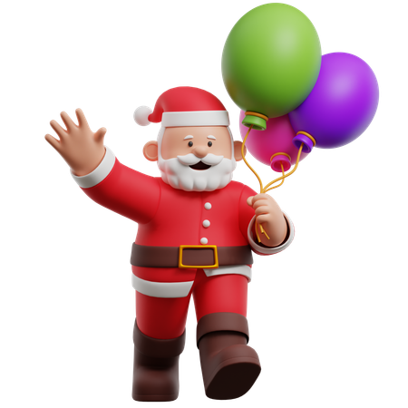 Weihnachtsmann der luftballons hält  3D Illustration