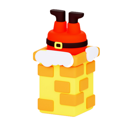 Weihnachtsmann im Schornstein  3D Icon