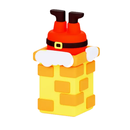 Weihnachtsmann im Schornstein  3D Icon