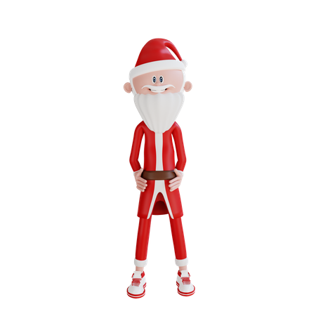 Weihnachtsmann in stilvoller Standpose  3D Illustration
