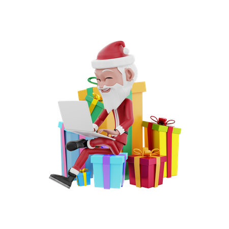 Der Weihnachtsmann liefert online Weihnachtsgeschenke aus  3D Illustration