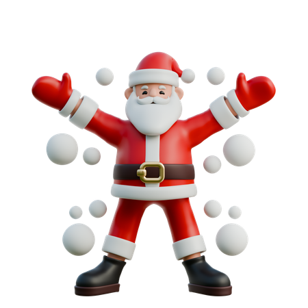 Weihnachtsmann mit Schneeball  3D Illustration