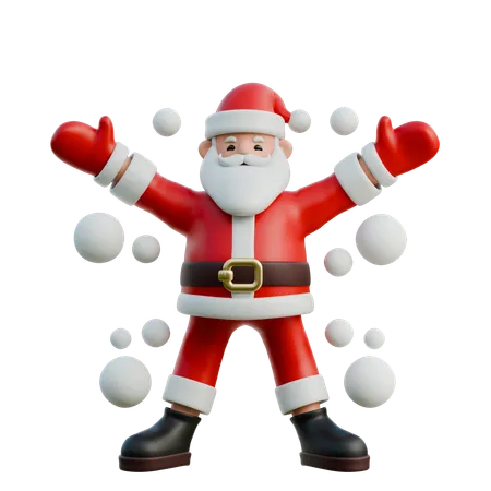 Weihnachtsmann mit Schneeball  3D Illustration