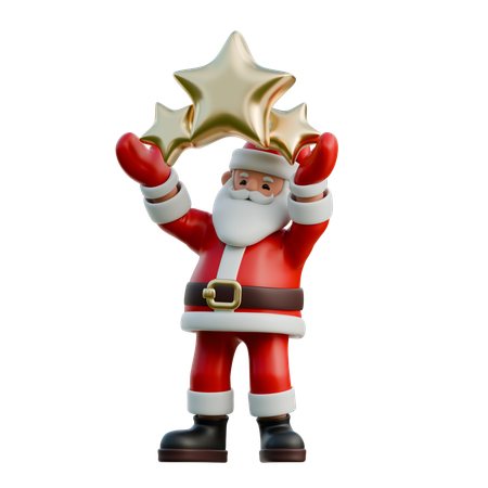 Weihnachtsmann mit Weihnachtsstern  3D Illustration