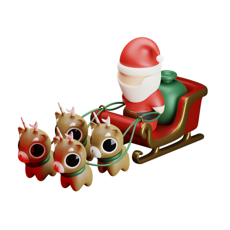 Weihnachtsmann Schlitten  3D Illustration