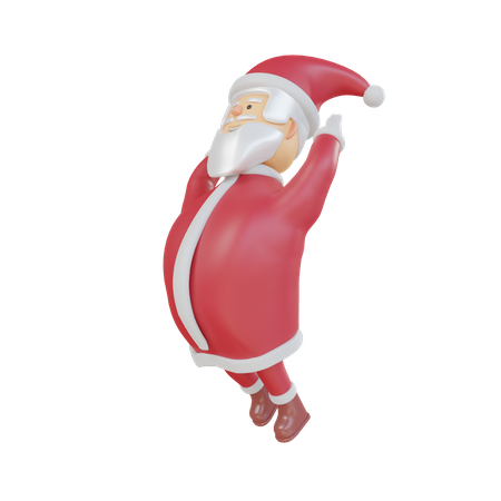 Weihnachtsmann springt in die Luft  3D Illustration