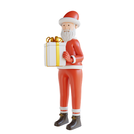 Weihnachtsmann und Geschenkbox  3D Icon