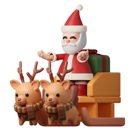 Weihnachtsmann und Schlitten  3D Icon