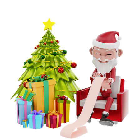 Weihnachtsmann und Weihnachtsbaum  3D Illustration