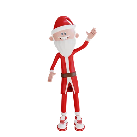 Weihnachtsmann mit winkender Hand  3D Illustration