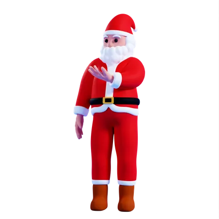 Weihnachtsmann zeigt etwas  3D Illustration