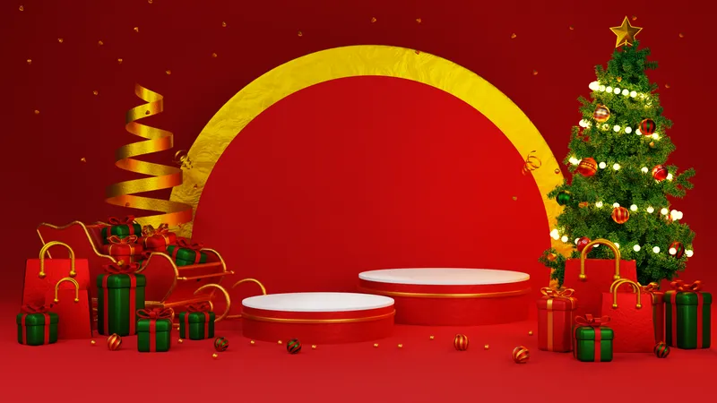 Weihnachtspodium  3D Illustration