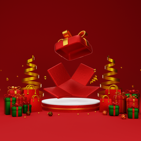 Weihnachtspodium  3D Illustration