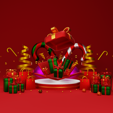 Weihnachtspodium  3D Illustration