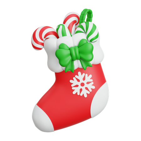 Weihnachtssocke mit Süßigkeiten  3D Icon