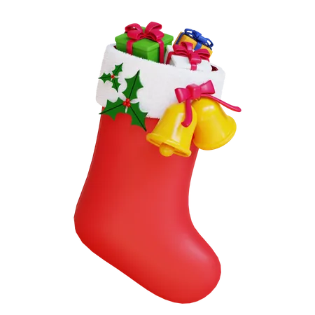 Weihnachten socken blätter geschenk  3D Illustration