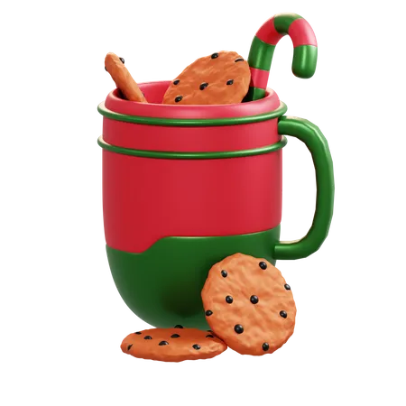 Weihnachtsbecher und Kekse  3D Illustration