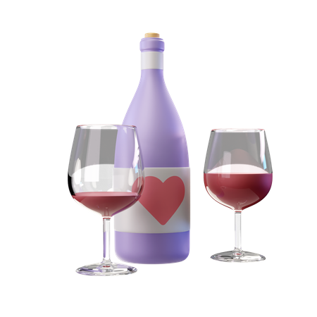 Wein und Gläser  3D Illustration