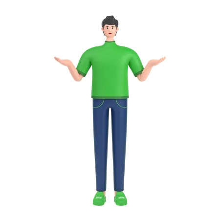 Junge in verwirrender Pose  3D Illustration