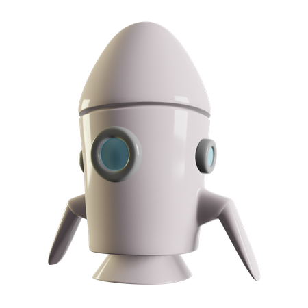 Weiße Rakete gelandet  3D Icon