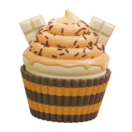 Weißer Schokoladen-Cupcake  3D Icon