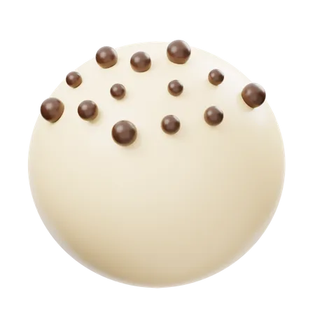 Weiße Schokoladenkugel mit Schokostückchen  3D Icon