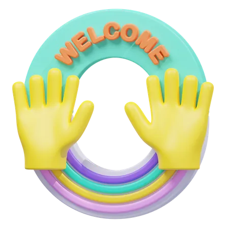 Welcome Hands and Rainbow  3D Icon