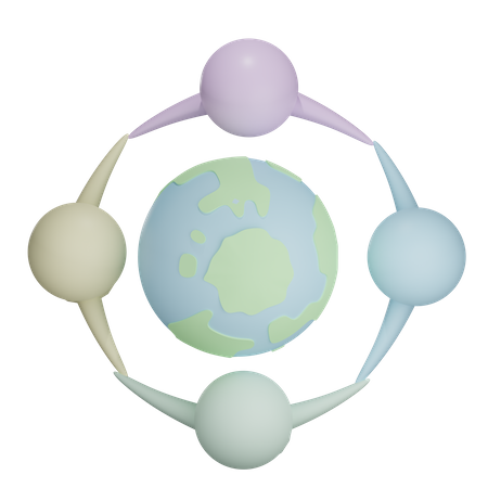Welt hält Menschen  3D Icon
