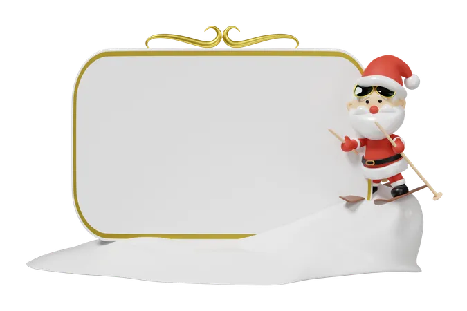 Werbetafeln mit Weihnachtsmann  3D Illustration