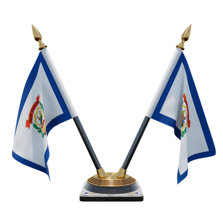 West Virginia Double (V) Desk Flag Stand  3D Icon