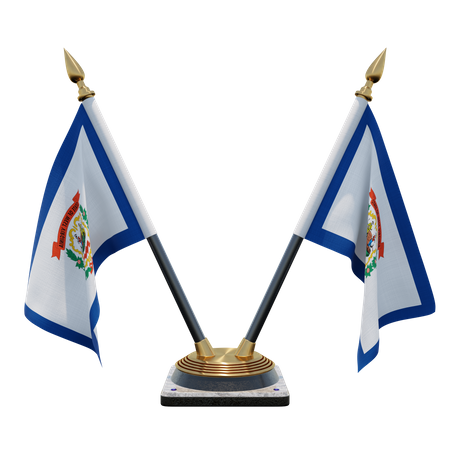 West Virginia Doppelter (V) Tischflaggenständer  3D Icon