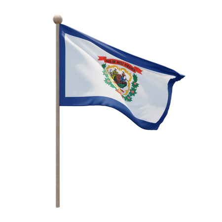 West Virginia Flag Pole  3D Flag
