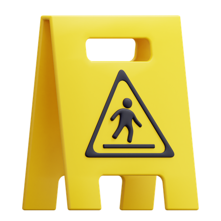 Wet Floor Caution Sign  3D Icon